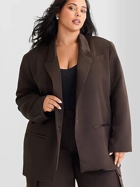 Ashley Graham Dark Chocolate Oversized Blazer